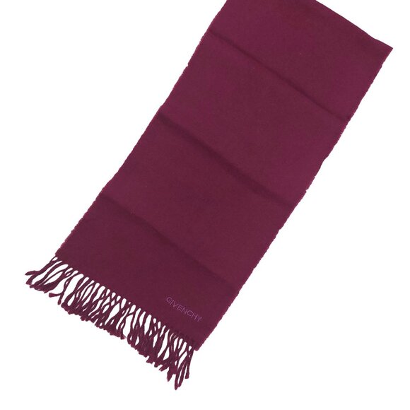 GIVENCHY Vintage Dark Pink Logo Embroidered Wool Scarf - Picture 3 of 8